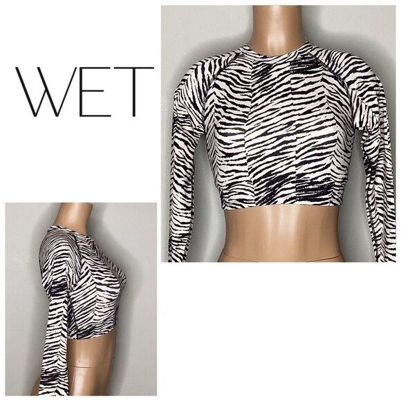 New. WET from L.A. Zebra rash guard. Small. Retails $108 - Picture 1 of 7